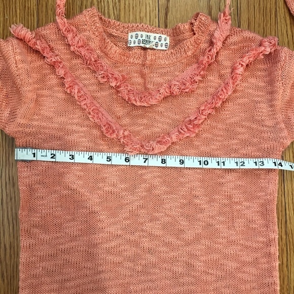 Pink Republic big girls light orange fringe trim pull over sweater - Picture 9 of 15